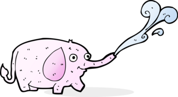 lustiger kleiner elefant der karikatur, der wasser spritzt png