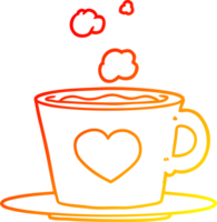 warm gradient line drawing a lovely cup of coffee png