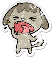 distressed sticker of a cute cartoon dog barking png