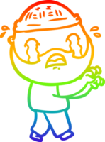 arcobaleno gradiente linea disegno cartone animato uomo barbuto che piange png