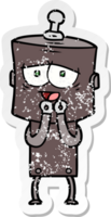 distressed sticker of a cartoon robot png