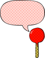 cartoon lolly en tekstballon in stripboekstijl png