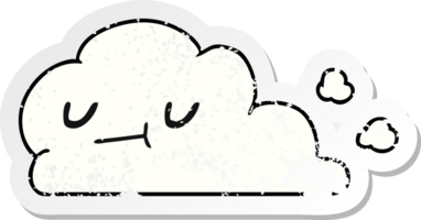 distressed sticker cartoon of kawaii happy cloud png