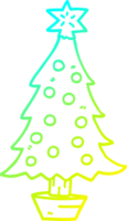 cold gradient line drawing cartoon christmas tree png