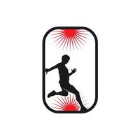 Runner frame art logo graphic illustration, sticker badge vector