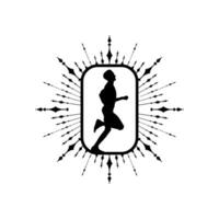 Runner frame art logo graphic illustration, sticker badge vector