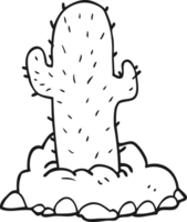 black and white cartoon cactus png