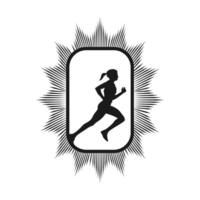 Runner frame art logo graphic illustration, sticker badge vector