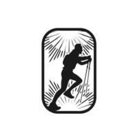 Runner frame art logo graphic illustration, sticker badge vector