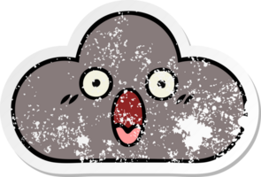 distressed sticker of a cute cartoon storm cloud png