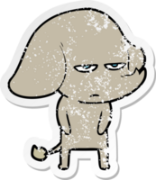 distressed sticker of a annoyed cartoon elephant png