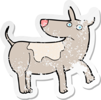 retro distressed sticker of a funny cartoon dog png