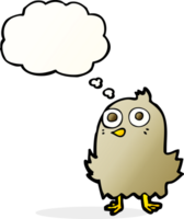 funny cartoon bird with thought bubble png