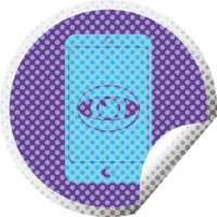 cell phone watching you circular peeling sticker png