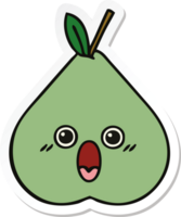 pegatina de una linda pera verde de dibujos animados png