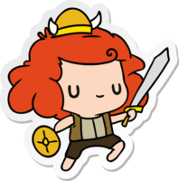 adesivo desenho animado kawaii linda criança viking png