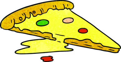 textured cartoon doodle of a slice of pizza png