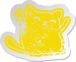 adesivo antigo angustiado de gato kawaii fofo png