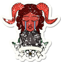 huilen tiefling gezicht met natuurlijk een d20 illustratie png