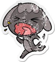 distressed sticker of a cute cartoon dog barking png