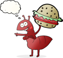 thought bubble cartoon ant carrying food png