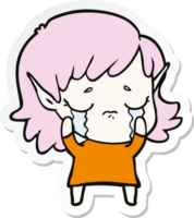 sticker of a cartoon crying elf girl png
