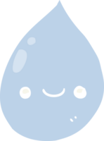 goutte de pluie de dessin animé de style plat couleur png