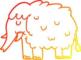 línea de gradiente cálido dibujo mamut de dibujos animados png