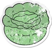 distressed sticker of a cartoon cabbage png