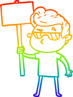 rainbow gradient line drawing cartoon cool guy png