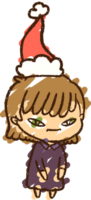 dibujo de tiza de mujer de navidad png