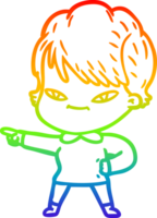 donna felice del fumetto del disegno della linea del gradiente dell'arcobaleno png