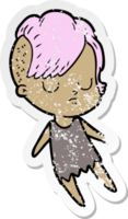 distressed sticker of a cartoon woman png