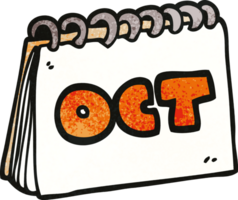 cartoon doodle calendar showing month of october png
