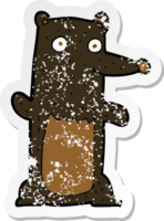 retro distressed sticker of a cartoon black bear png