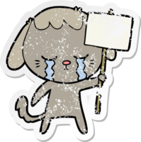 distressed sticker of a cartoon dog crying png