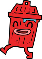 cubo de basura de doodle de dibujos animados png