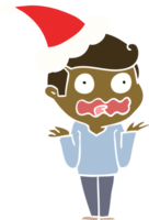 flat color illustration of a man totally stressed out wearing santa hat png