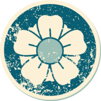verontrust sticker tatoeëren stijl icoon van een bloem png