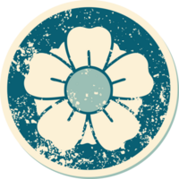 distressed sticker tattoo style icon of a flower png