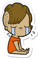 sticker of a cartoon crying girl png