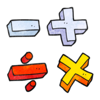 textured cartoon math symbols png