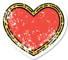 traditional distressed sticker tattoo of a heart png