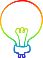 rainbow gradient line drawing cartoon light bulb png