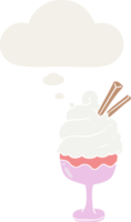 sorvete de desenho animado e balão de pensamento em estilo retrô png