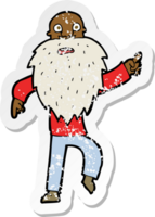 retro distressed sticker of a cartoon stressed old man png