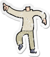 retro distressed sticker of a cartoon pointing body png