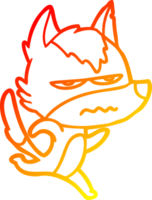 warm gradient line drawing cartoon annoyed wolf png