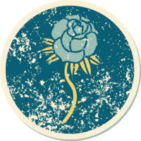 distressed sticker tattoo style icon of a rose png