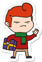 sticker of a cartoon cool guy with fashion hair cut png